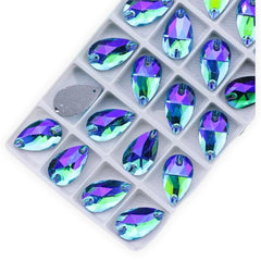 11×18mm Fancy Glass AB Tear Drop – Sew-On Crystals (Sold in Pairs)