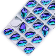 11×18mm Fancy Glass AB Tear Drop – Sew-On Crystals (Sold in Pairs)