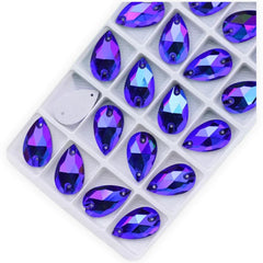 11×18mm Fancy Glass AB Tear Drop – Sew-On Crystals (Sold in Pairs)
