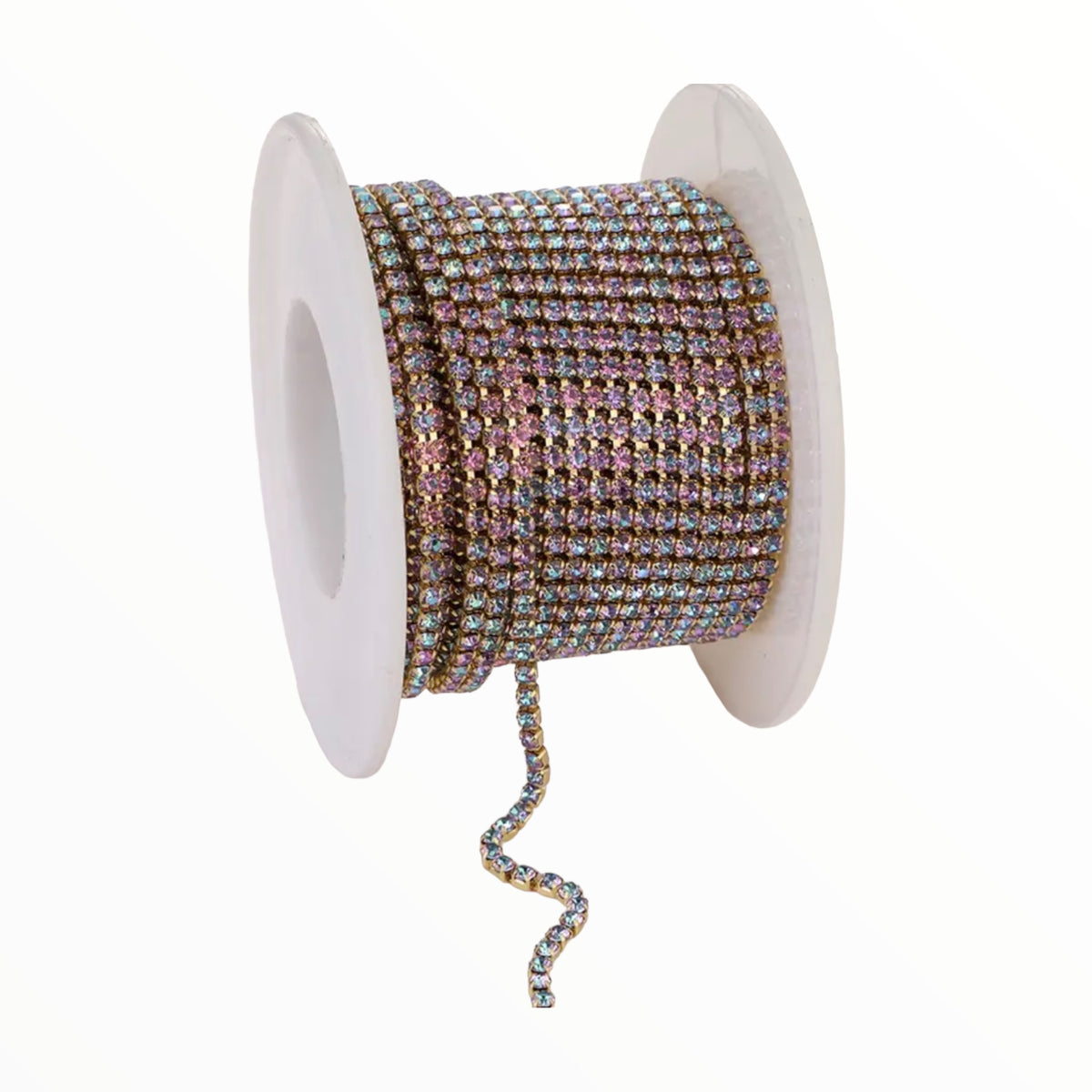 1 Yard SS6 Purple Shimmer Colourful Gold Metal Chain Banding