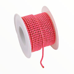 1 Yard SS6 Bright Pink Gold Metal Chain Banding