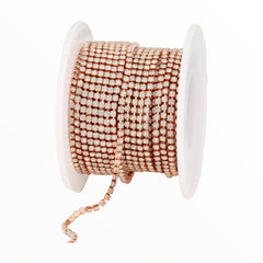 1 Yard SS6 Opal Colour Rose Gold Metal Chain Rhinestone Banding