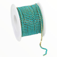 1 Yard SS6 Peacock Blue Acrylic Metal Chain Banding