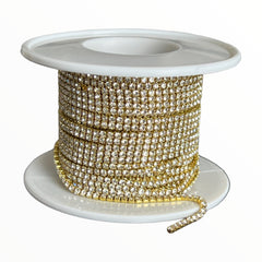 1 Yard SS64.5 Crystal Gold Metal Chain Rhinestone Banding