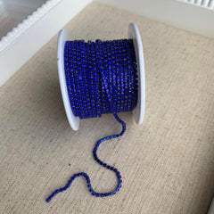 1 Yard SS6 Sapphire Crystal Colourful Metal Rhinestone Chain Banding