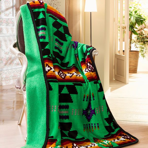 Sherpa Lined Silk Touch Throw, Multiple Colours