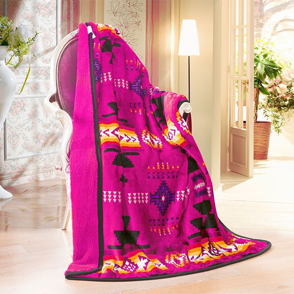 Sherpa Lined Silk Touch Throw, Multiple Colours