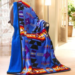 Navajo Sherpa Lined Silk Touch Throw – 50x60