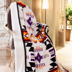 Navajo Sherpa Lined Silk Touch Throw – 50x60