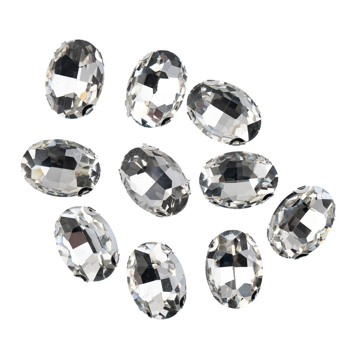 Crystal Lane DIY Sew-On Rhinestones – 13×18 mm Silver Setting (1 Pair)