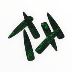 12*54mm Green/Black Abalone Shell Long Teardrop, One Hole Sew On, Shell on Acrylic Gem