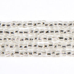 3-Cut 9/0 Czech Seed Beads Crystal Silverlined, Strung