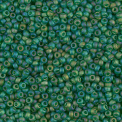 11/0 Miyuki Seed Beads Frosted Green Rainbow #0146FR