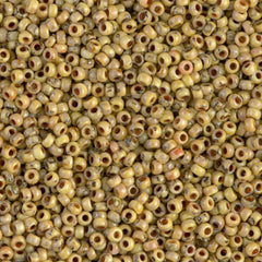 11/0 Miyuki Seed Beads Opaque Yellow Picasso #4512