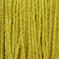 3-Cut 9/0 Czech Seed Beads Opaque Light Yellow Luster, Strung