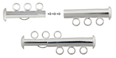 Tube Clasp – 3-Strand – Silver (1pc), NF/LF