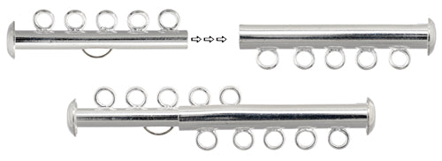 Tube Clasp – 5-Strand – Silver (1pc), NF/LF