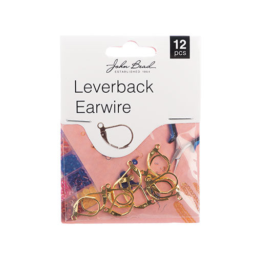 Lever Back Earwires – 15mm, Gold Colour (12pcs, Stainless Steel)