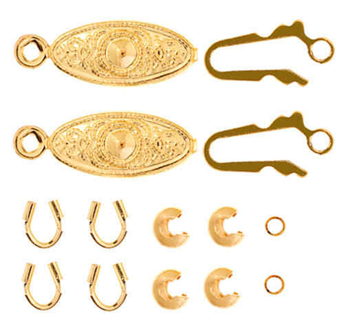Fancy Fish Hook Clasp 1 Loop LF/NF – Gold (2 Sets)