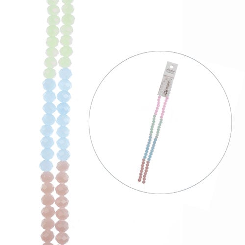 Crystal Lane DIY Designer 7″ Double Bead Strand – Faceted Rondelle Pastel Mix (4×6mm)