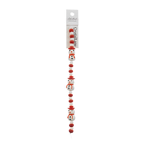 Crystal Lane DIY Designer Holiday 7″ Bead Strand – Red Hat Snowman (Lampwork with Round Beads)