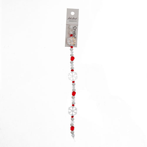 Crystal Lane DIY Designer Holiday 7″ Bead Strand – White Snowflake (White & Red Mix)