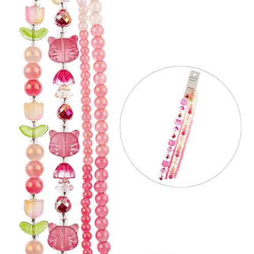Crystal Lane DIY Flower Bead Strand – Tulip Pink Mix (7")