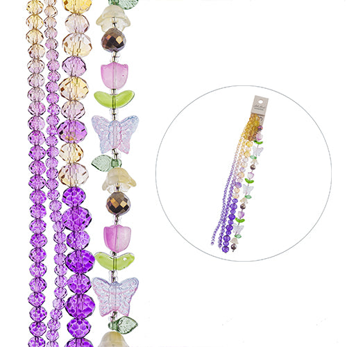 Crystal Lane DIY Flower Bead Strand – Ombre Yellow to Purple (7")