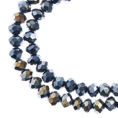 Crystal Lane Rondelle 2 Strand 7in (apx78pcs) 4x6mm Opaque Gunmetal Luster