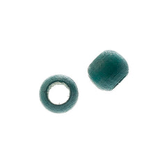Euro Wood Beads - Round Large Hole 8x6.5mm Turquoise