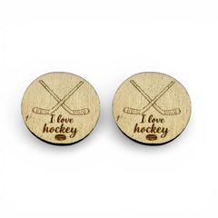 29mm Wood Burned Cabs I love Hockey
