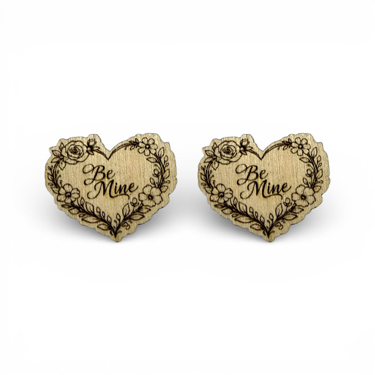 29mm Wood Burned Heart Cabs Be Mine