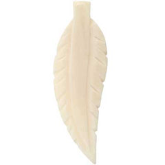55mm Carved Bone Leaf/Feather – Ivory Tone