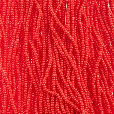 13/0 Charlotte Cut Preciosa (Czech) Bead Opaque Medium Red Strung