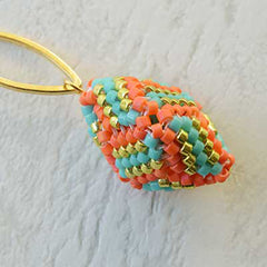 Miyuki Beading Kit – Designer Ear Drops Orange/Turquoise