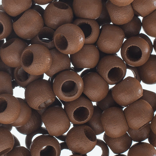 Euro Wood Beads - Round Large Hole 8x6.5mm Coffee