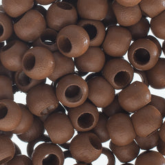 Euro Wood Beads - Round Large Hole 8x6.5mm Coffee