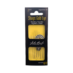 SHARPS GOLD EYE BEADING NEEDLE w/ THREADER – Size 10/12