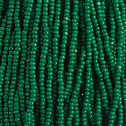 11/0 Charlotte Cut Preciosa Bead Opaque Medium/Dark Green Strung