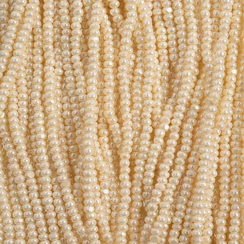 11/0 Charlotte Cut Preciosa Bead Opaque Pearl Eggshell Strung
