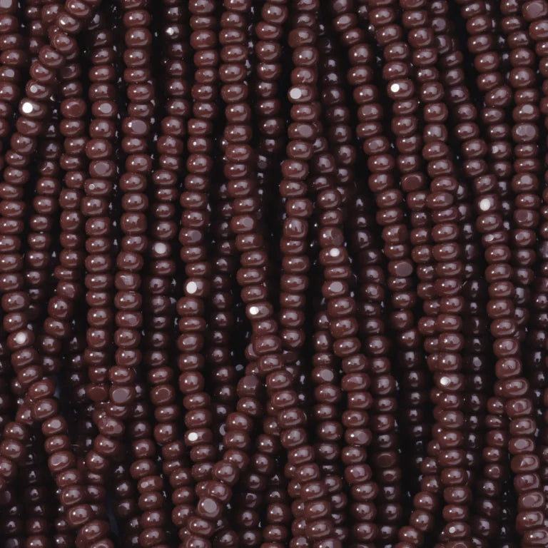 11/0 Charlotte Cut Preciosa Beads Opaque Dark Brown Strung