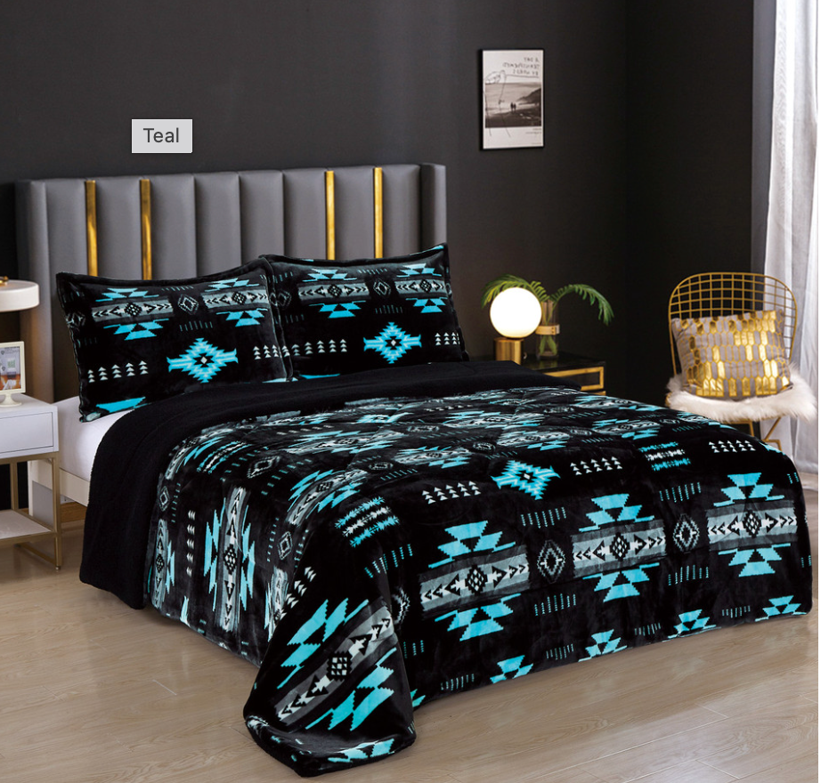 Neon Collection Cloud Reversible Queen Blanket Black-Neon