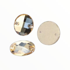 10mm Circular Mesh Crystal AB Glass Sewing Stones (Sold in Pairs)