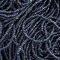 13/0 Charlotte Cut Preciosa (Czech) Bead Opaque Metallic Gunmetal Strung
