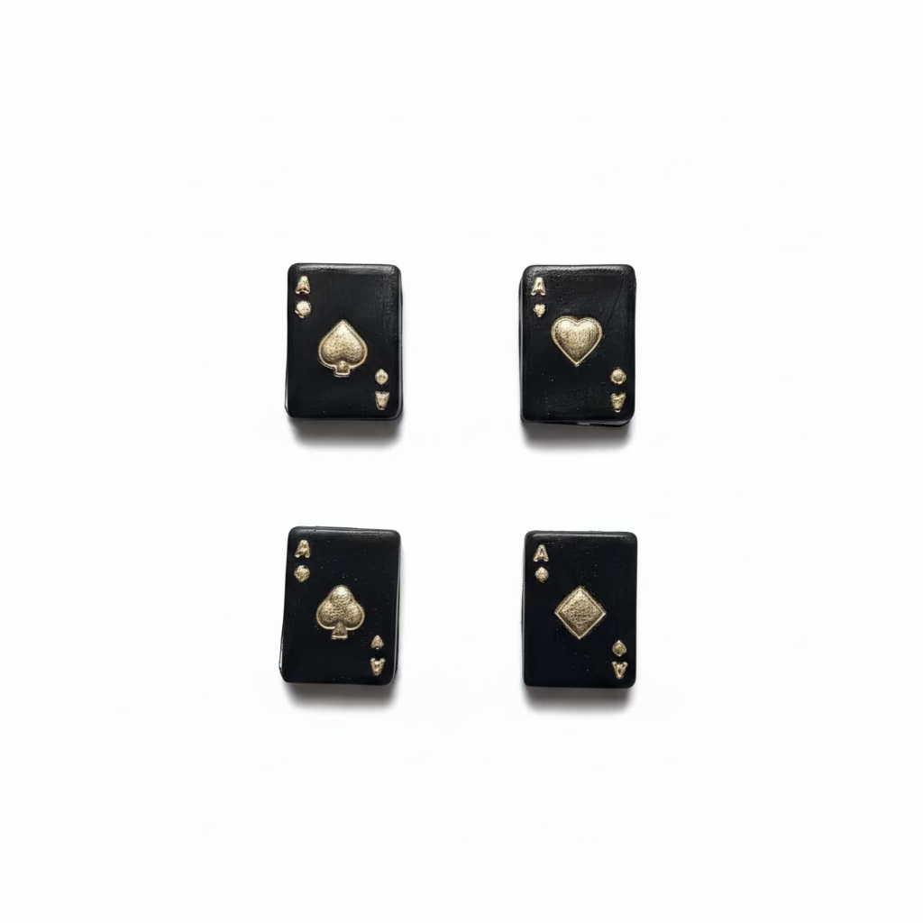 Baby Bear Gifts Specialty Cabochons - Ace Cards Black & Gold 15x25 mm