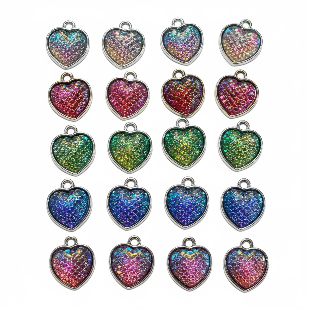 Mermaid Scale Heart Charms