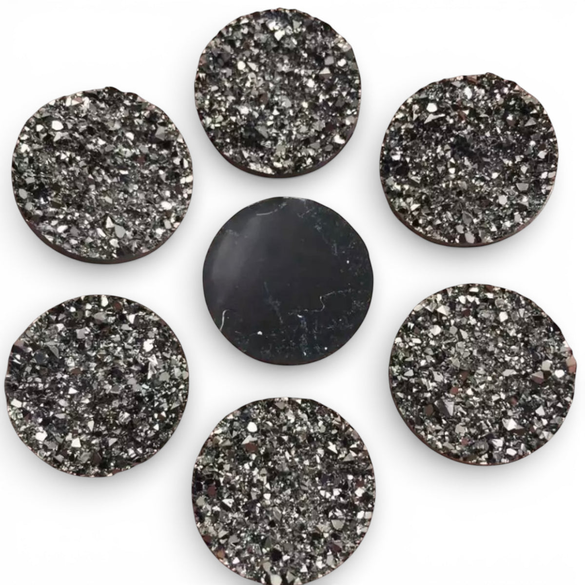 20mm Metal AB Faux Druzy Round, Glue On, Resin Gem