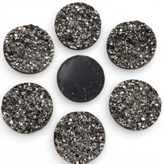 20mm Metal AB Faux Druzy Round, Glue On, Resin Gem