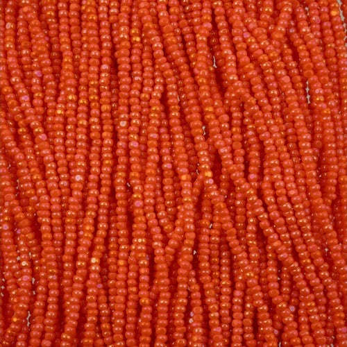 11/0 Charlotte Cut Preciosa Beads Opaque Orange Rainbow Strung