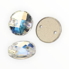 10mm Circular Mesh Crystal AB Glass Sewing Stones (Sold in Pairs)